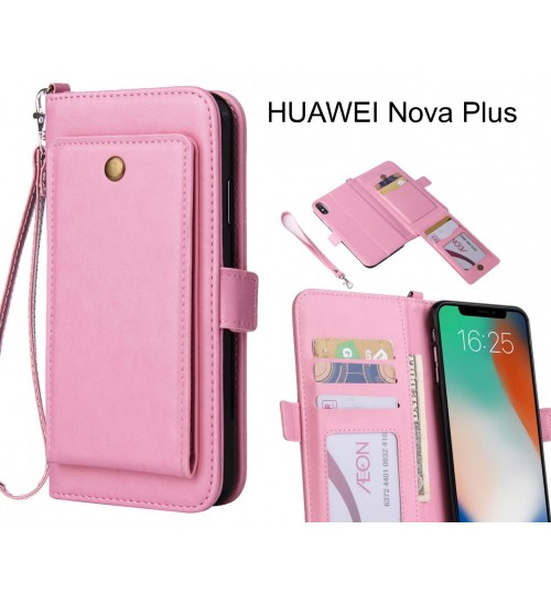 Huawei Nova Plus Case Retro Leather Wallet Case - Pink
