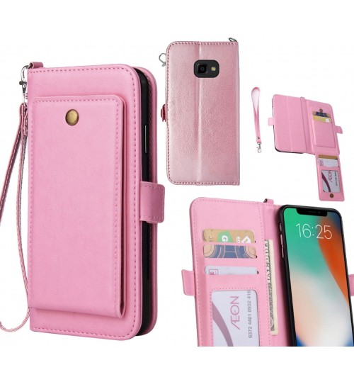 Galaxy Xcover 4 Case Retro Leather Wallet Case - Pink