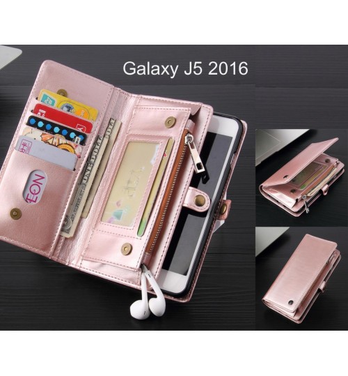 Galaxy J5 2016 Case Retro leather case multi cards cash pocket & zip