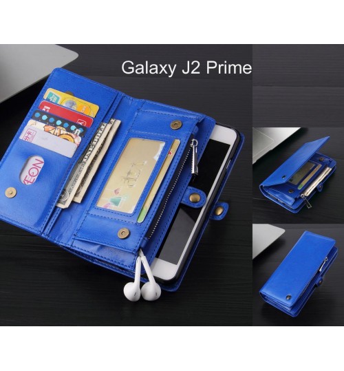 Galaxy J2 Prime Case Retro leather case multi cards cash pocket & zip