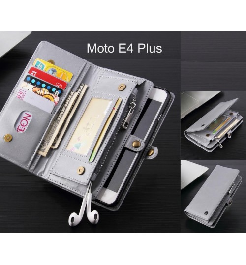 Moto E4 Plus Case Retro leather case multi cards cash pocket & zip