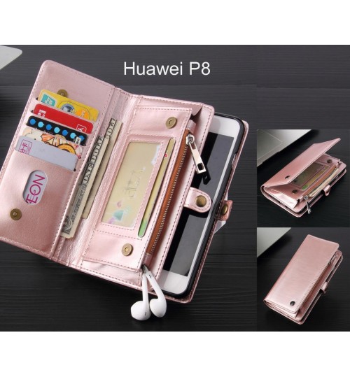 Huawei P8 Case Retro leather case multi cards cash pocket & zip