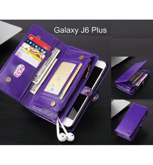 Galaxy J6 Plus Case Retro leather case multi cards cash pocket & zip