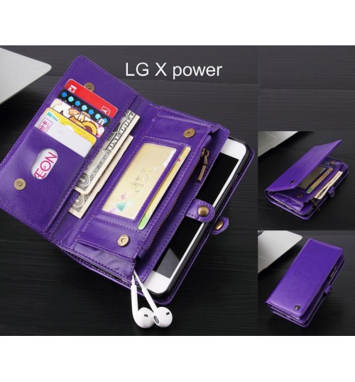 LG X power Case Retro leather case multi cards cash pocket & zip