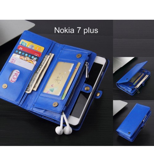 Nokia 7 plus Case Retro leather case multi cards cash pocket & zip
