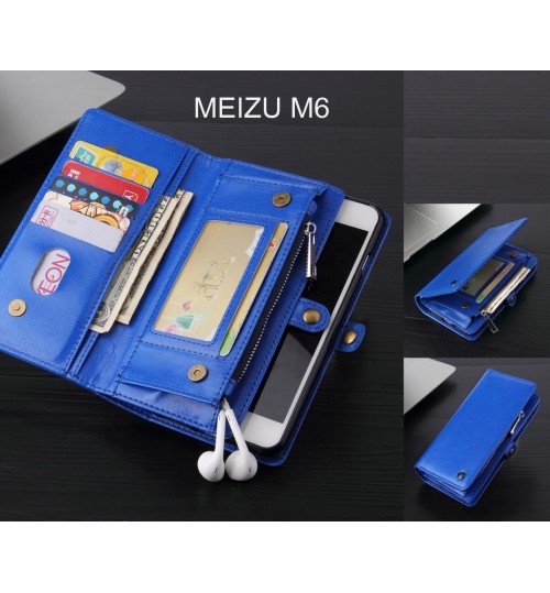 MEIZU M6 Case Retro leather case multi cards cash pocket & zip