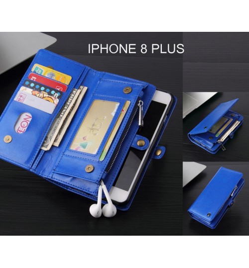 IPHONE 8 PLUS Case Retro leather case multi cards cash pocket & zip
