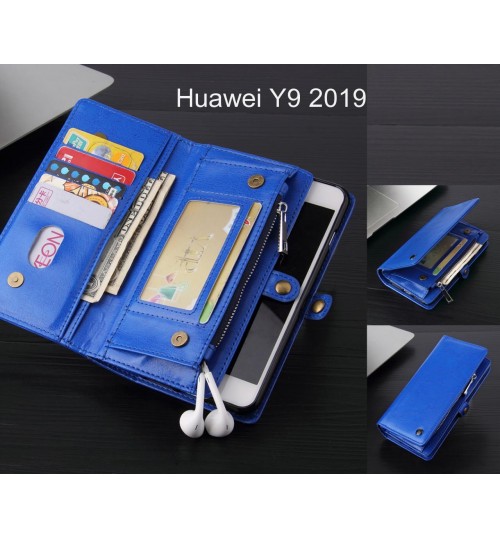 Huawei Y9 2019 Case Retro leather case multi cards cash pocket & zip