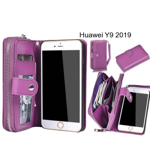 Huawei Y9 2019 Case Coin Wallet Case Full Wallet Leather Case - Purple