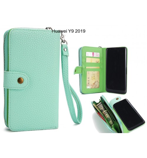 Huawei Y9 2019 Case Coin Wallet Case Full Wallet Leather Case - Green