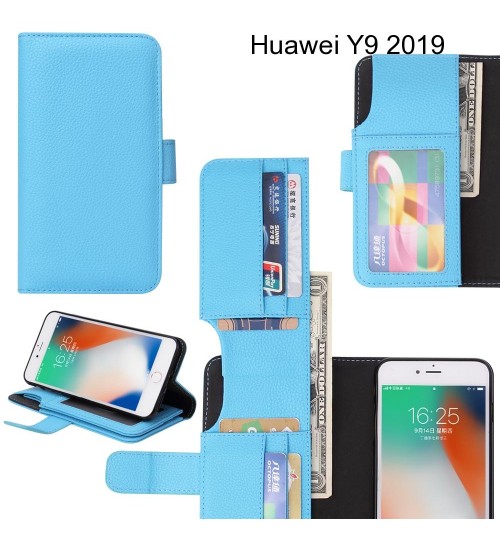 Huawei Y9 2019 Case Leather Wallet Case Cover - Blue