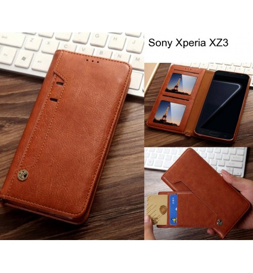 Sony Xperia XZ3 case slim leather wallet case 6 cards 2 ID magnet