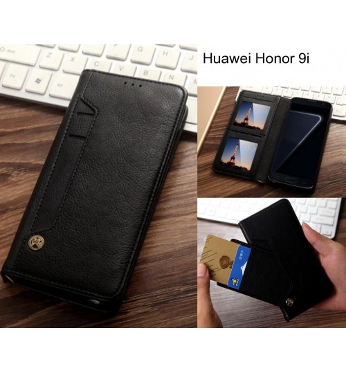 Huawei Honor 9i Case Slim Leather Wallet Case 6 Cards 2 Id Magnet - Black