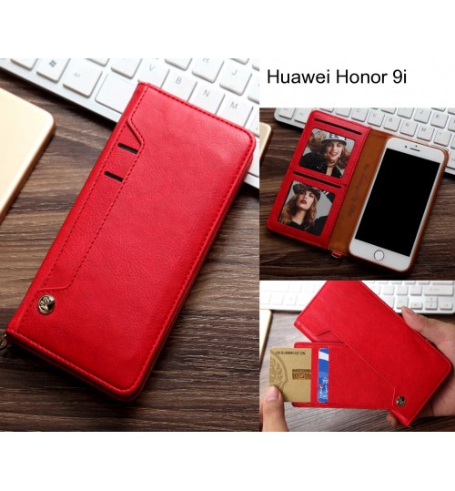 Huawei Honor 9i Case Slim Leather Wallet Case 6 Cards 2 Id Magnet - Red