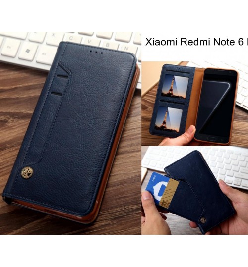 Xiaomi Redmi Note 6 Pro Case Slim Leather Wallet Case 6 Cards 2 Id Magnet - Blue