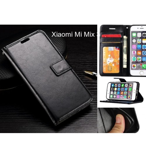 Xiaomi Mi Mix 3 Case Fine Leather Wallet Case - Black