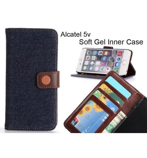 Alcatel 5v  case ultra slim retro jeans wallet case