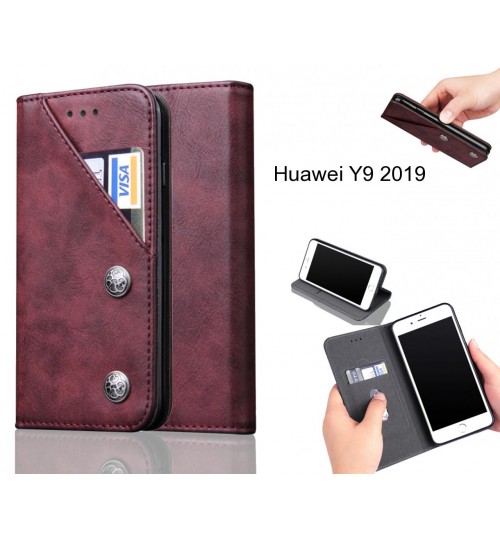 Huawei Y9 2019 Case ultra slim retro leather wallet case