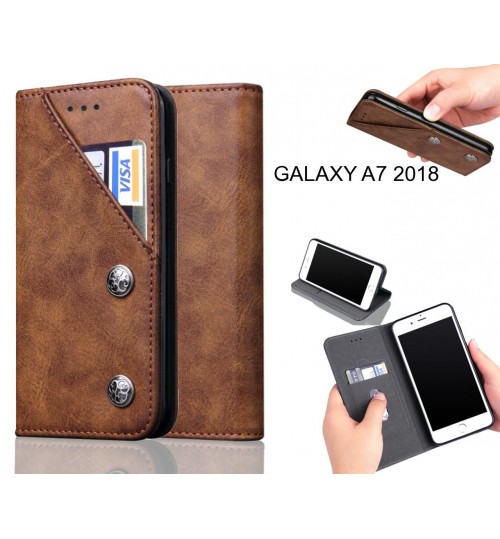 GALAXY A7 2018 Case ultra slim retro leather wallet case