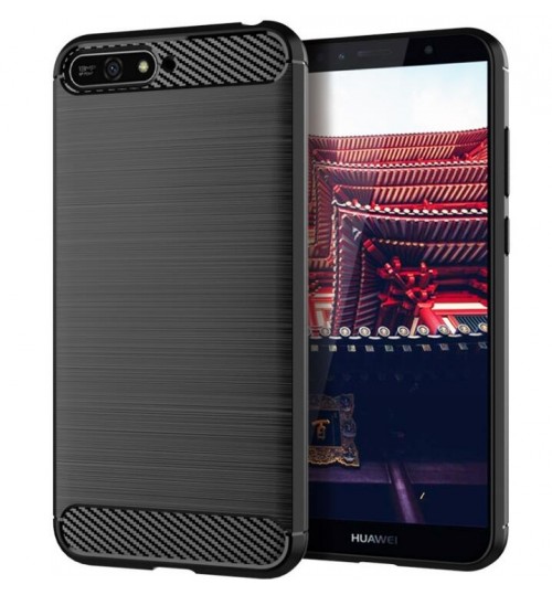 Huawei Y6 2018 Case Carbon Fibre Shockproof Armour Case