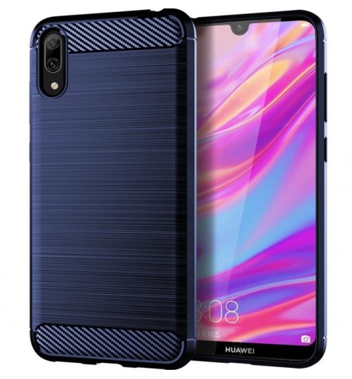 Huawei Y7 Pro 2019 Case Carbon Fibre Shockproof Armour Case