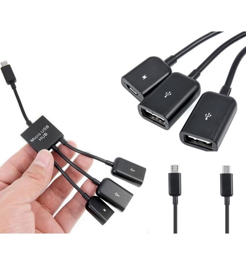 3 in 1 Micro USB OTG Hub Adapter Cable 3 Port