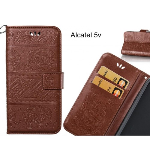Alcatel 5v case Wallet Leather flip case Embossed Elephant Pattern