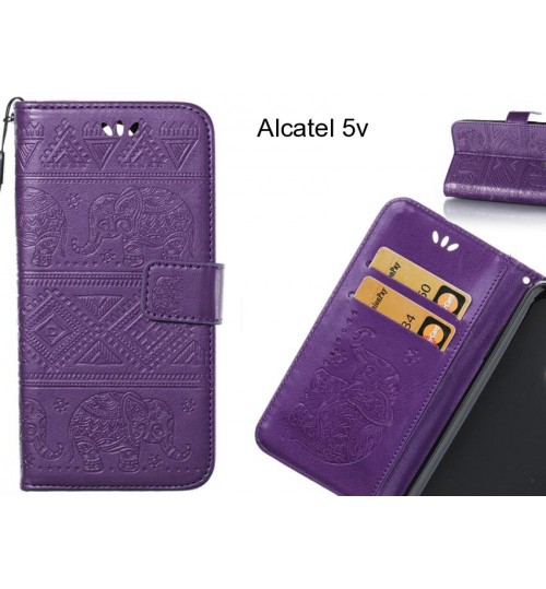 Alcatel 5v case Wallet Leather flip case Embossed Elephant Pattern