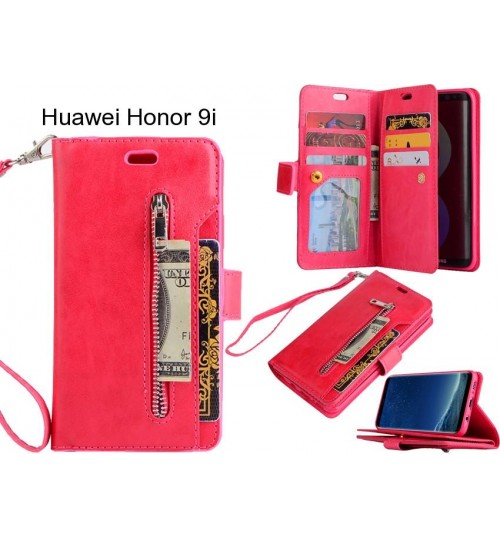 Huawei Honor 9i Case 10 Cards Slots Wallet Leather Case With Zip - Red