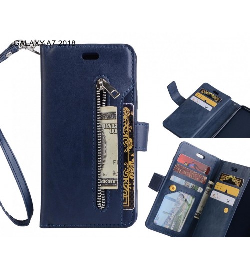 GALAXY A7 2018 case 10 cards slots wallet leather case with zip