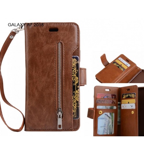 GALAXY A7 2018 case 10 cards slots wallet leather case with zip