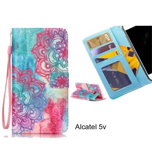 Alcatel 5v case 3 card leather wallet case printed ID