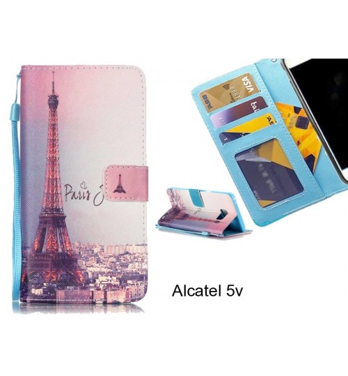 Alcatel 5v case 3 card leather wallet case printed ID