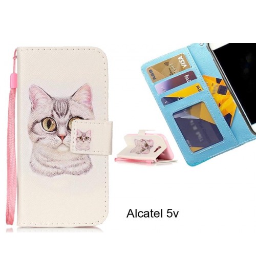 Alcatel 5v case 3 card leather wallet case printed ID