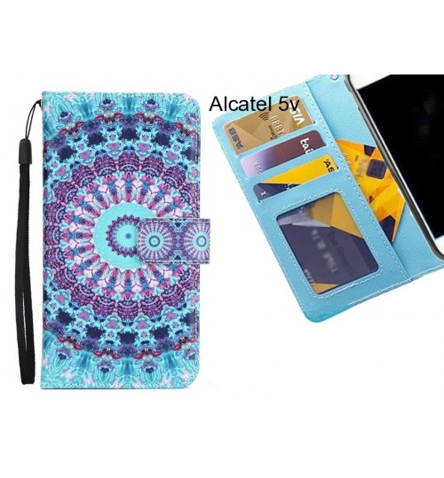 Alcatel 5v case 3 card leather wallet case printed ID