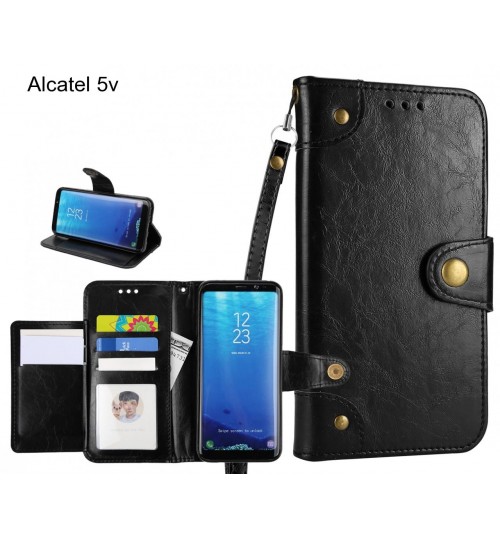 Alcatel 5v  Case Executive Multi Card Wallet Leather Case - Black