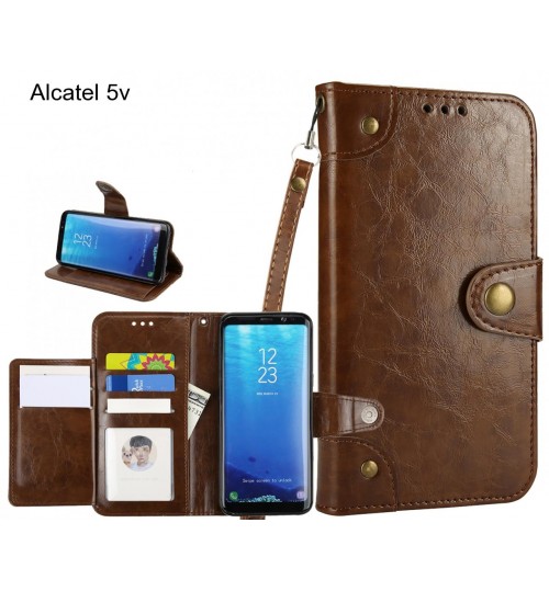Alcatel 5v  Case Executive Multi Card Wallet Leather Case - Brown