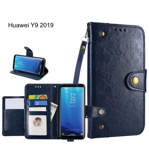 Huawei Y9 2019  Case Executive Multi Card Wallet Leather Case - Blue