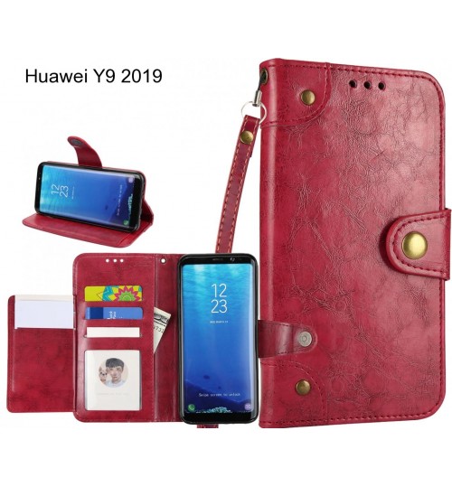Huawei Y9 2019  Case Executive Multi Card Wallet Leather Case - Red