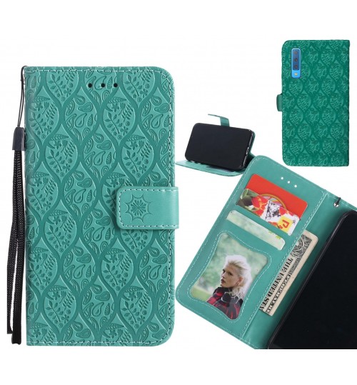 GALAXY A7 2018 Case Leather Wallet Case embossed sunflower pattern