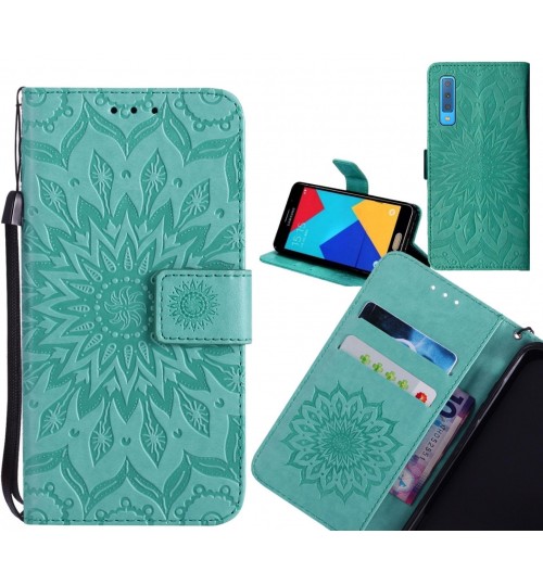 GALAXY A7 2018 Case Leather Wallet case embossed sunflower pattern
