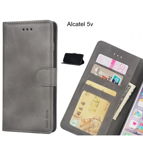 Alcatel 5v Case Executive Leather Wallet Case - Grey