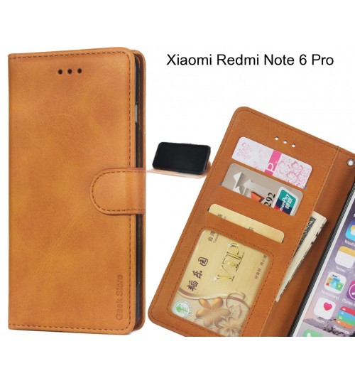 Xiaomi Redmi Note 6 Pro Case Executive Leather Wallet Case - Light Brown