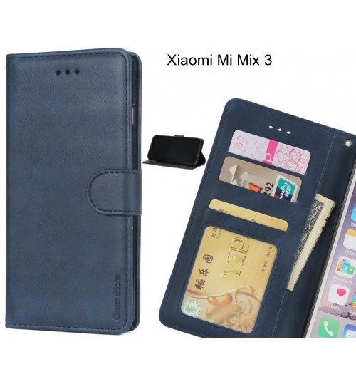 Xiaomi Mi Mix 3 Case Executive Leather Wallet Case - Blue