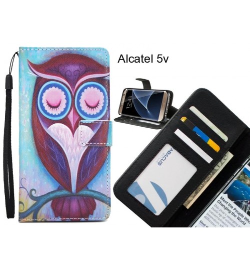 Alcatel 5v case 3 card leather wallet case printed ID