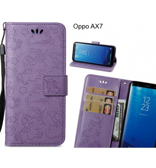 Oppo Ax7  Case Leather Wallet Case Embossed Unicon Pattern - Purple