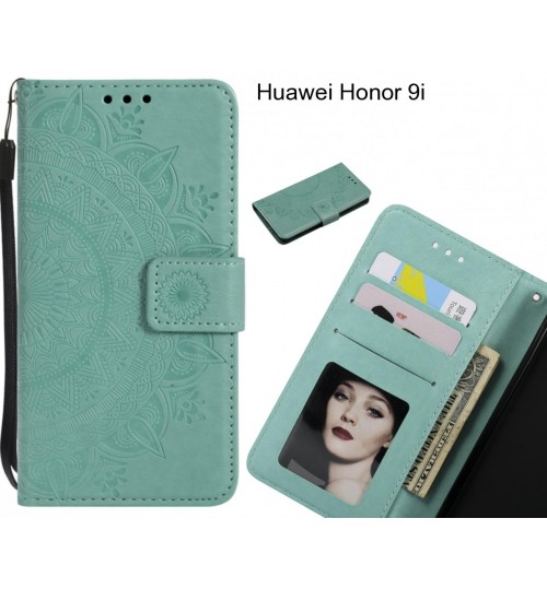 Huawei Honor 9i Case Mandala Embossed Leather Wallet Case - Green