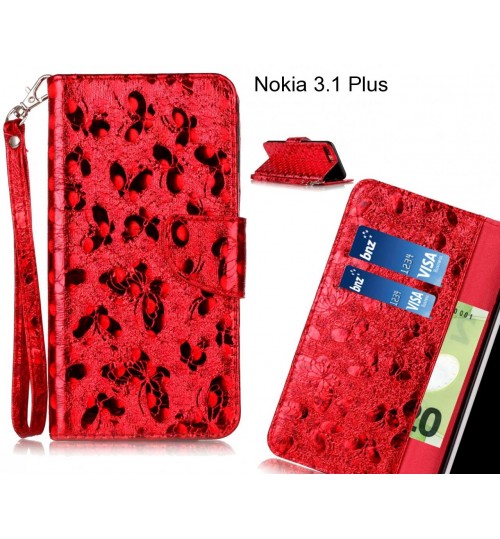 Nokia 3.1 Plus Case Wallet Leather Flip Case laser butterfly