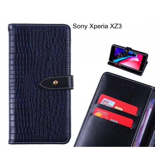 Sony Xperia XZ3 case croco pattern leather wallet case