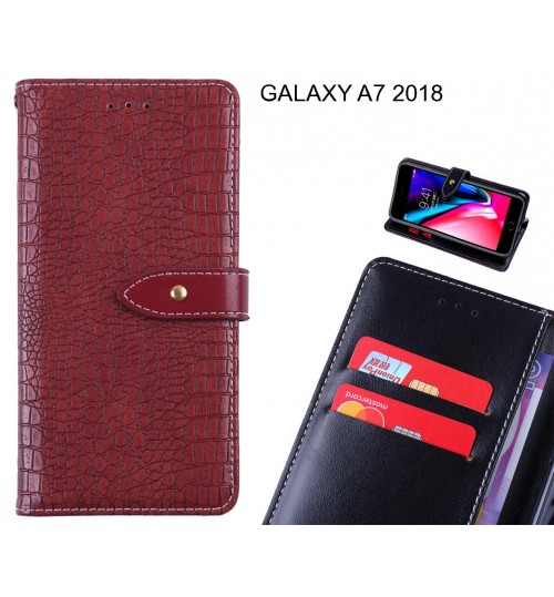 GALAXY A7 2018 case croco pattern leather wallet case